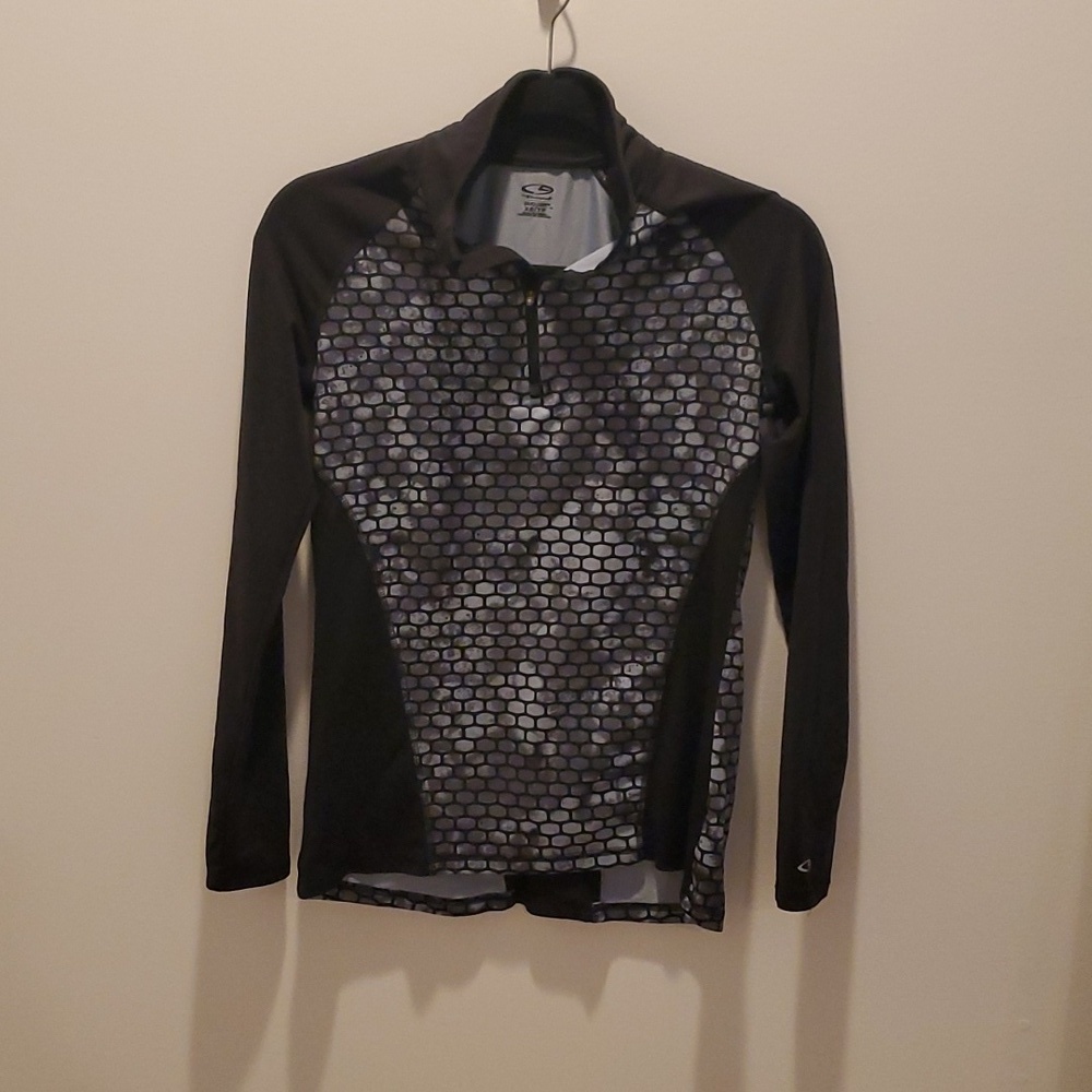 Champion Women's Duo Dry Quarter Zip Long Sleeve Black Pullover Size XS